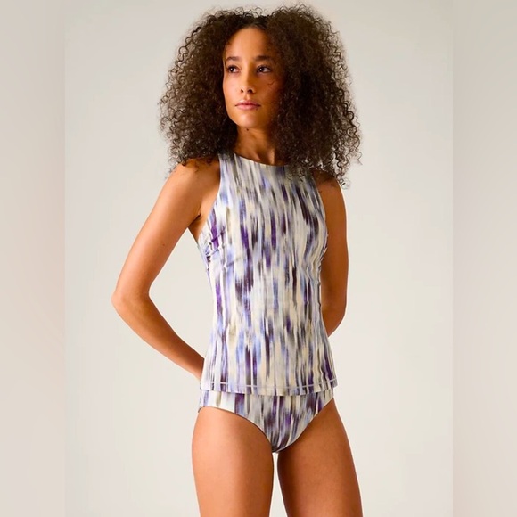 NEW Athleta Maldives Grey Abstract Tankini Set Eco Swimwear Bra Women’s 34B/C - Picture 1 of 12
